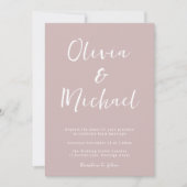 Invitation Mariage rose Dusty moderne (Devant)