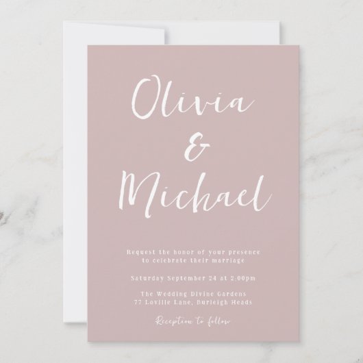 Invitation Mariage rose Dusty moderne (Devant)