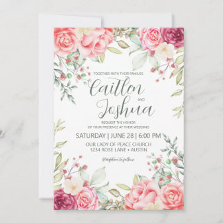 Invitation Mariage rose Dusty Rose de verdure