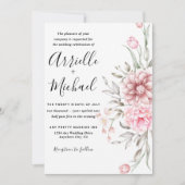 Invitation Mariage rose Dusty Rose de verdure (Devant)