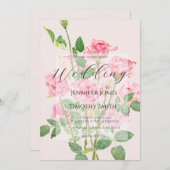 Invitation mariage rose élégant (Devant / Derrière)