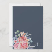 Invitation Mariage Rose élégant bleu et rose Aquarelle (Dos)