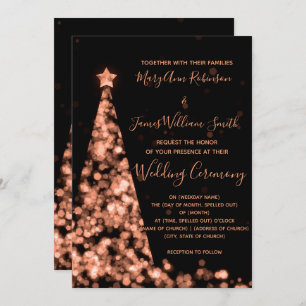 Invitation Mariage rose élégant de vacances d'arbre de Noël