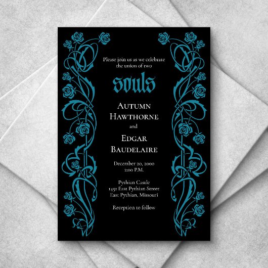 Invitation Mariage Rose élégant gothique