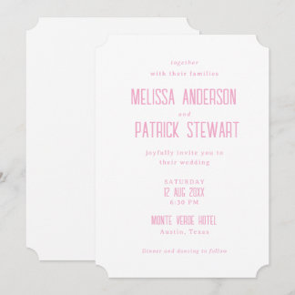 Invitation Mariage Rose Élégant Moderne Simple