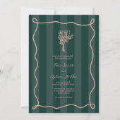 Invitation Mariage rose  en bande verte (Devant)
