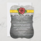Invitation Mariage Rose en bois rustique gris jaune Inviter (Devant)
