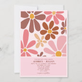 Invitation Mariage rose en terre cuite rétro (Devant)