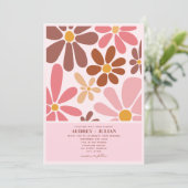 Invitation Mariage rose en terre cuite rétro (Debout devant)