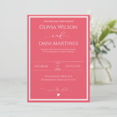 Invitation Mariage rose et blanc (Debout devant)