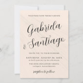Invitation Mariage rose et blanc de script simple (Devant)