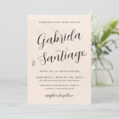 Invitation Mariage rose et blanc de script simple (Debout devant)
