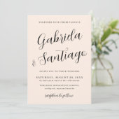 Invitation Mariage rose et blanc de script simple (Debout devant)