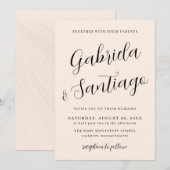 Invitation Mariage rose et blanc de script simple (Devant / Derrière)