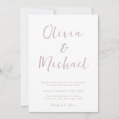 Invitation Mariage rose et blanc Dusty moderne (Devant)