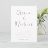 Invitation Mariage rose et blanc Dusty moderne (Debout devant)