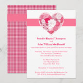 Invitation Mariage | Rose et blanc | Floral | Coeur (Devant / Derrière)