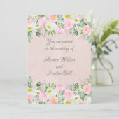 Invitation Mariage rose et blanc Roses (Debout devant)