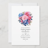 Invitation Mariage rose et bleu (Devant)