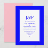 Invitation Mariage Rose et Bleu (Devant / Derrière)