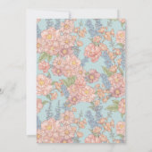 Invitation Mariage rose et bleu shabby chic floraux (Dos)