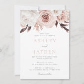 Invitation Mariage Rose et Fleurs blanches (Devant)