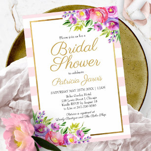 Invitation Mariage Rose et Or à Faux Feuilles Floral