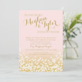 Invitation Mariage rose et or brillant (Debout devant)