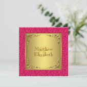 Invitation Mariage rose et or chaud (Debout devant)