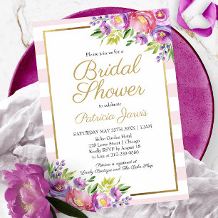 Invitation Mariage Rose Et Or Faux Feuille D'or Floral