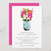 Invitation Mariage rose et orange de pot de maçon de (Devant / Derrière)