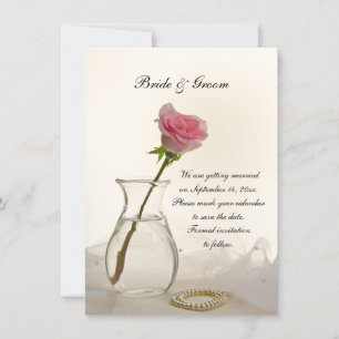 Invitation Mariage rose et perles blanches Sauvez la date