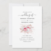 Invitation Mariage rose et Rose or Floral (Devant)