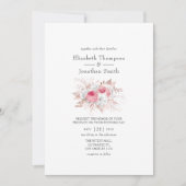Invitation Mariage rose et Rose or Floral (Devant)