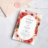 Invitation Mariage rose et rose rouge