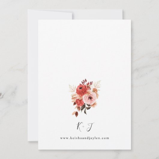 Invitation Mariage rose et rose rouge 2 (Dos)