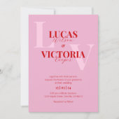 Invitation Mariage rose et rouge vif (Devant)