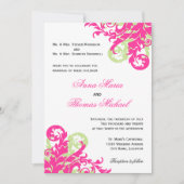 Invitation Mariage rose et vert (Devant)