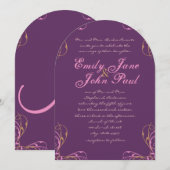 Invitation Mariage Rose et Violet (Devant / Derrière)