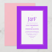 Invitation Mariage Rose et Violet Tendance (Devant / Derrière)