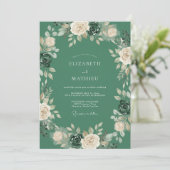 Invitation Mariage Rose Éternelle Vert Forêt (Debout devant)