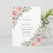 Invitation Mariage Rose Éthéré en Fleur (Debout devant)