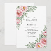 Invitation Mariage Rose Éthéré en Fleur (Devant / Derrière)