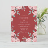 Invitation Mariage Rose Éthérée Bourgogne (Debout devant)