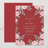 Invitation Mariage Rose Éthérée Bourgogne (Devant / Derrière)