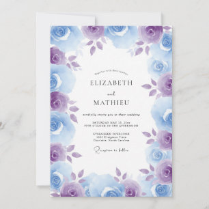 Invitation Mariage Rose Éthérée Pervenche