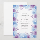 Invitation Mariage Rose Éthérée Pervenche (Devant / Derrière)