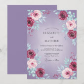 Invitation Mariage Rose Éthérée Violette (Devant / Derrière)