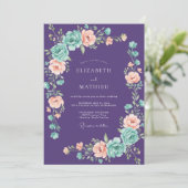 Invitation Mariage Rose Fantaisiste Violette (Debout devant)