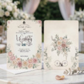 Invitation Mariage Rose Fardé Bohème Divin